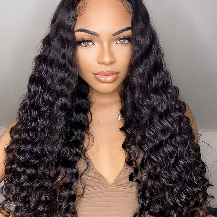 Deep wave Virgin Human hair 5x5 HD Lace Closure glueless Wigs