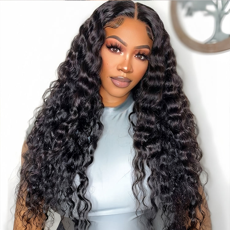 Deep wave Virgin Human hair 9x6 HD Lace Full Frontal glueless Wigs