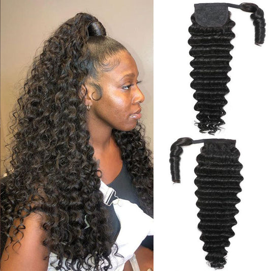 deep wave Velcro Ponytail Hair Extensions