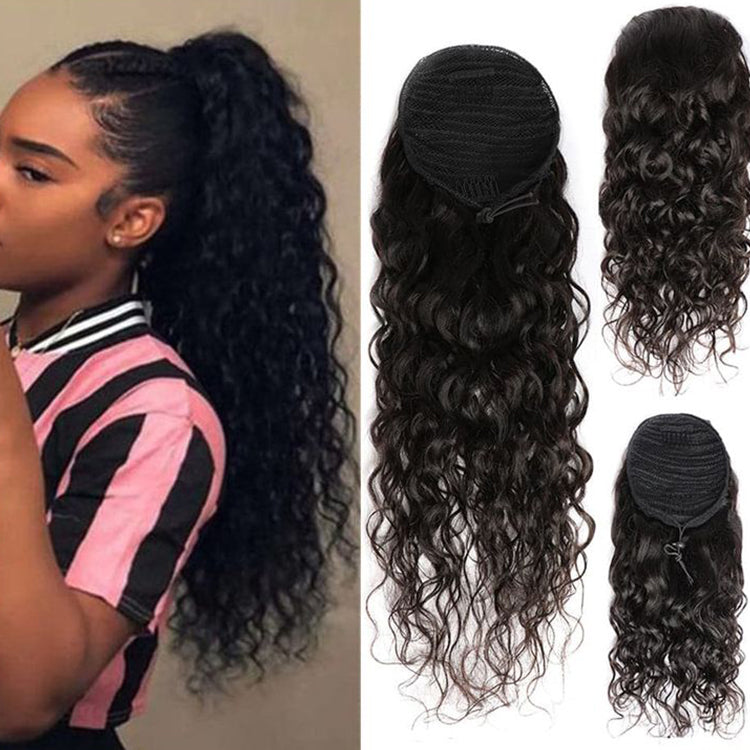 natural wave Drawstring Ponytail Hair extensions