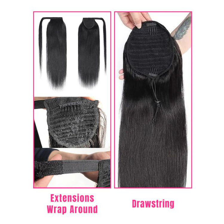 straight Drawstring Ponytail Hair extensions