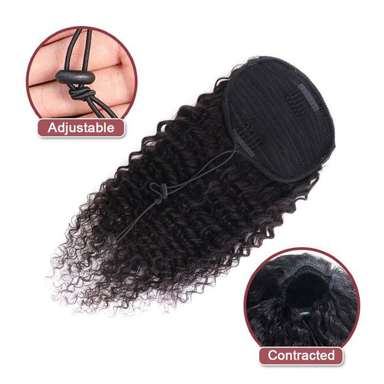 deep curly Drawstring Ponytail  Hair Extensions