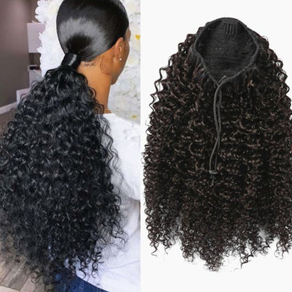 deep curly Drawstring Ponytail  Hair Extensions