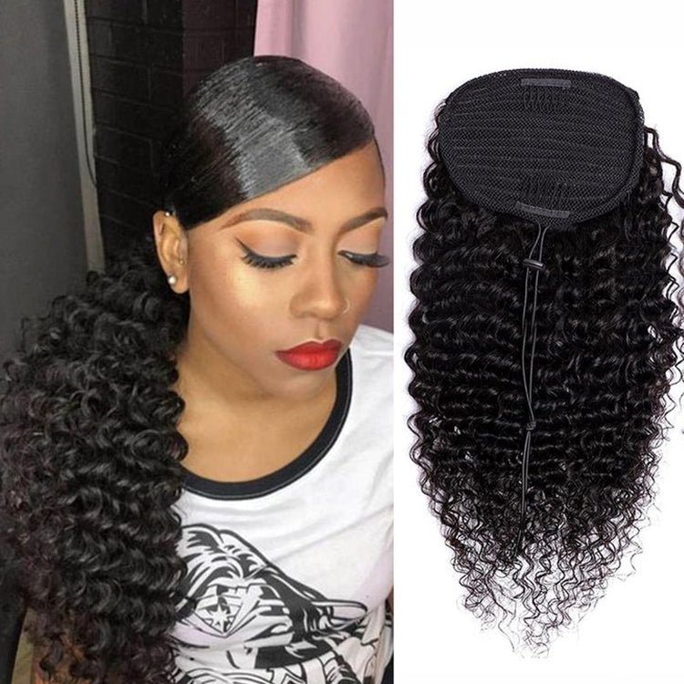 deep curly Drawstring Ponytail  Hair Extensions