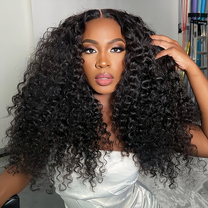 Eurasian curly Virgin Human hair 13x4 Transparent Lace Full Frontal glueless Wigs - URBAN CHIC HAIR