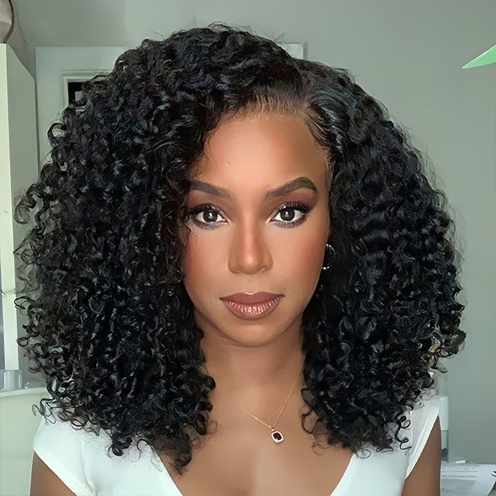 Eurasian curly Virgin Human hair 13x4 Transparent Lace Full Frontal glueless Wigs - URBAN CHIC HAIR