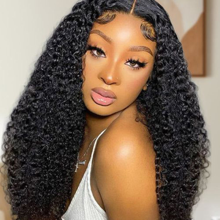 Eurasian curly Virgin Human hair 5x5 HD Lace Closure glueless Wigs