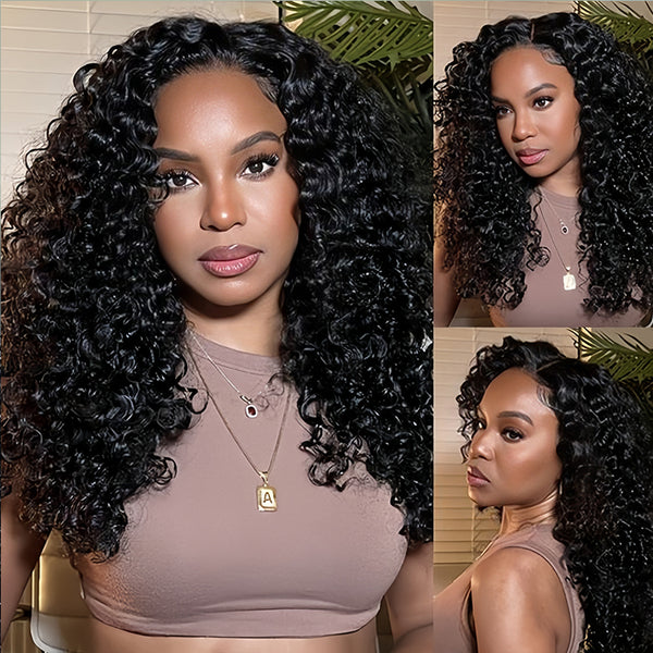 Eurasian curly Virgin Human hair 9x6 Transparent Lace Full Frontal glueless Wigs - URBAN CHIC HAIR