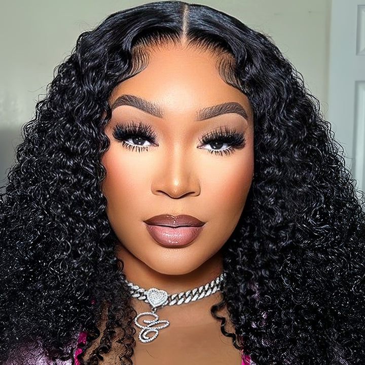 Eurasian curly Virgin Human hair 9x6 Transparent Lace Full Frontal glueless Wigs - URBAN CHIC HAIR