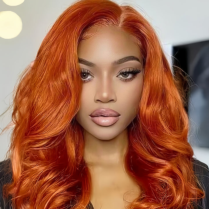 ginger color Virgin Human Hair13x4 Transparent Lace Full Frontal Glueless  Wigs - URBAN CHIC HAIR