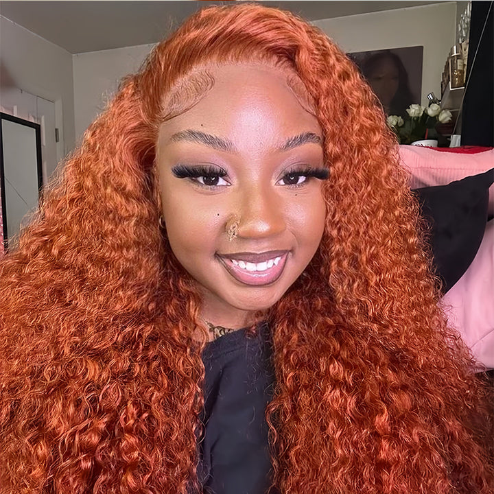 ginger color Virgin Human Hair13x4 Transparent Lace Full Frontal Glueless  Wigs - URBAN CHIC HAIR