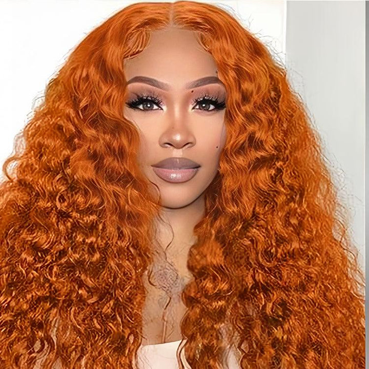 ginger color Virgin Human hair13X6 Transparent Lace Frontal Glueless wigs - URBAN CHIC HAIR