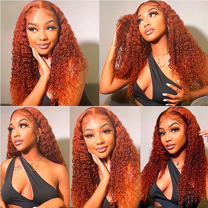 ginger color Virgin Human hair13X6 Transparent Lace Frontal Glueless wigs - URBAN CHIC HAIR