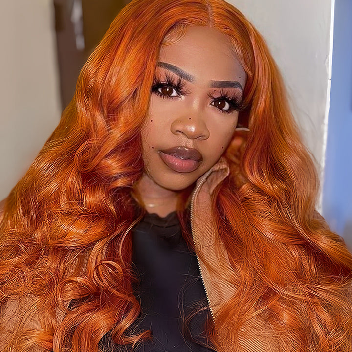 ginger Color Virgin Human hair 5x5 Transparent Lace Closure Glueless wigs - URBAN CHIC HAIR