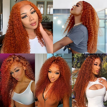 ginger Color Virgin Human hair 5x5 Transparent Lace Closure Glueless wigs