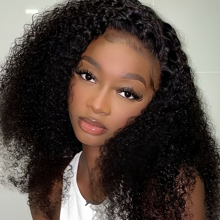 Afro Kinky curly Virgin Human hair 13x4 Transparent Lace Full Frontal glueless Wigs