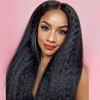 Afro Kinky Straight Virgin Human Hair 13x6 Transparent Lace Full Frontal Glueless Wigs