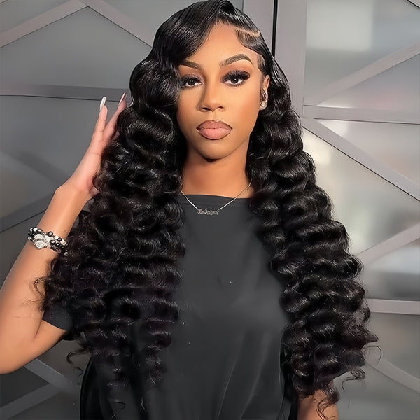 Loose deep wave Virgin Human hair 13x4 Transparent Lace Full Frontal Glueless Wigs - URBAN CHIC HAIR