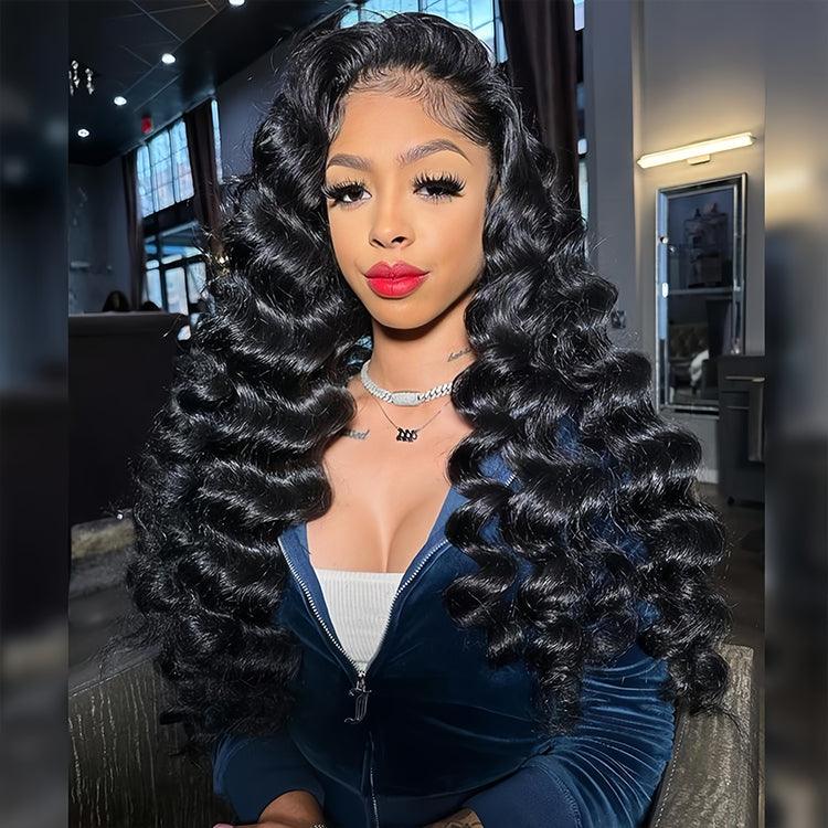 Loose deep wave Virgin Human hair 13x6 HD Lace Full Frontal Glueless Wigs - URBAN CHIC HAIR