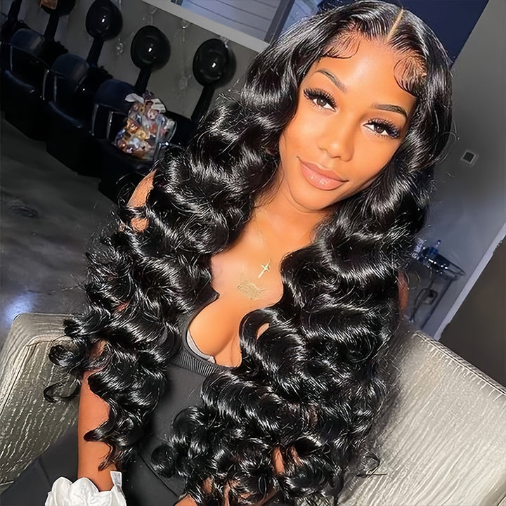 Loose deep wave Virgin Human hair 9x6 Transparent Lace Full Frontal Glueless Wigs - URBAN CHIC HAIR