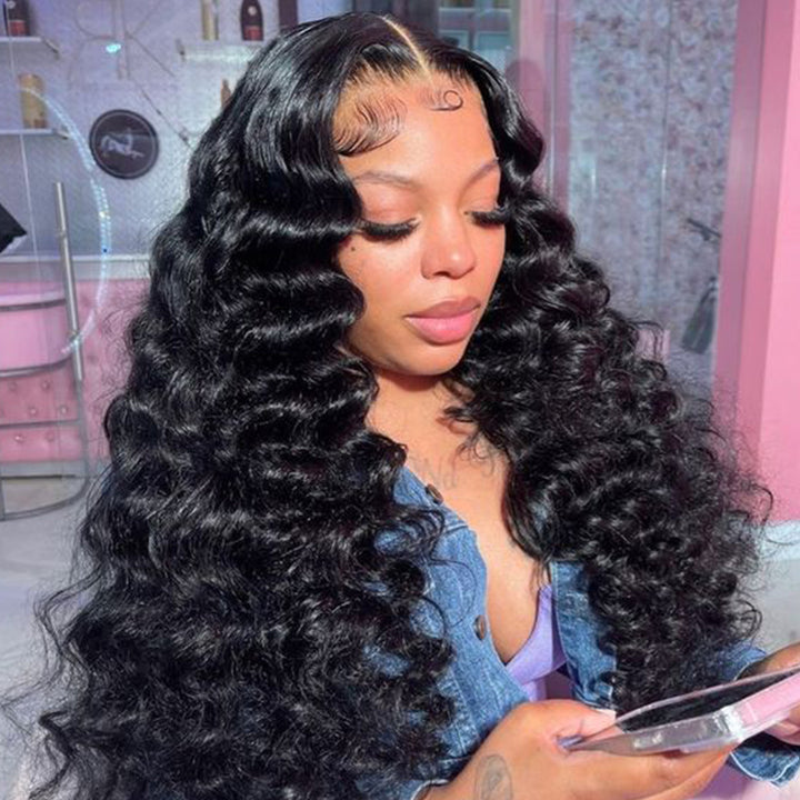 loose deep curly lace frontal wig