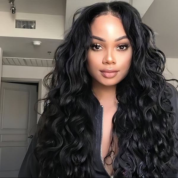 Natural wave wig Virgin Human hair 13x4 Transparent Lace Full Frontal Glueless Wigs - URBAN CHIC HAIR