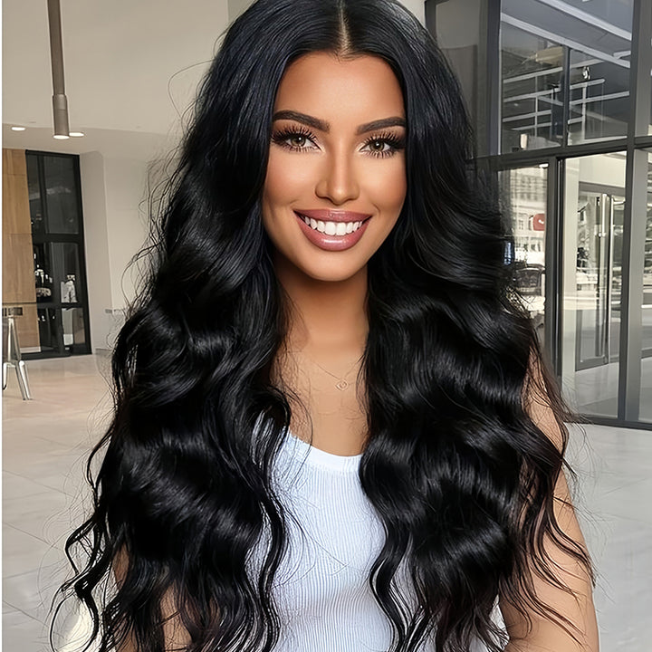 Natural wave wig Virgin Human hair 13x4 Transparent Lace Full Frontal Glueless Wigs - URBAN CHIC HAIR