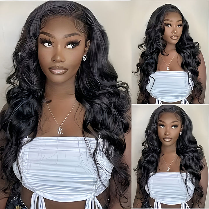 Natural wave wig Virgin Human hair 13x6 Transparent Lace Full Frontal Glueless Wigs - URBAN CHIC HAIR