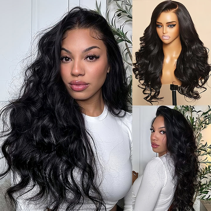 Natural wave wig Virgin Human hair 9x6 Transparent Lace Full Frontal Glueless Wigs - URBAN CHIC HAIR