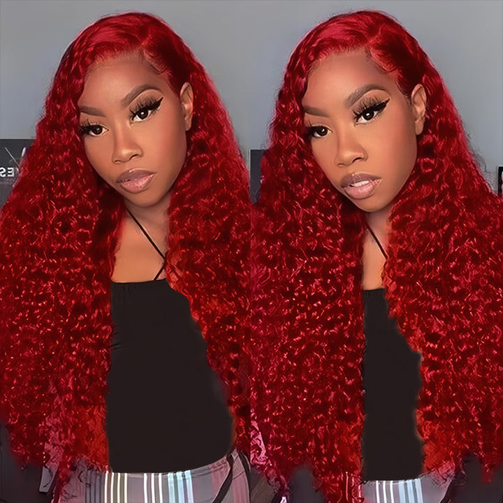 red color Virgin Human Hair13x4 Transparent Lace Full Frontal Glueless  Wigs - URBAN CHIC HAIR