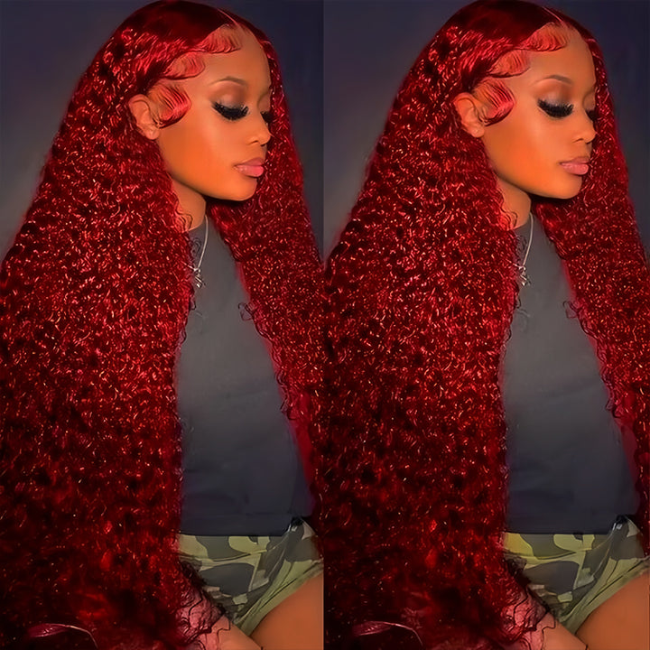 red color Virgin Human Hair13x4 Transparent Lace Full Frontal Glueless  Wigs - URBAN CHIC HAIR