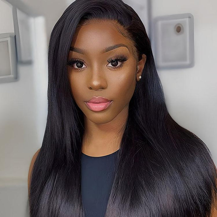 Straight Virgin Human hair 13x6 HD Lace Full Frontal Glueless wigs - URBAN CHIC HAIR