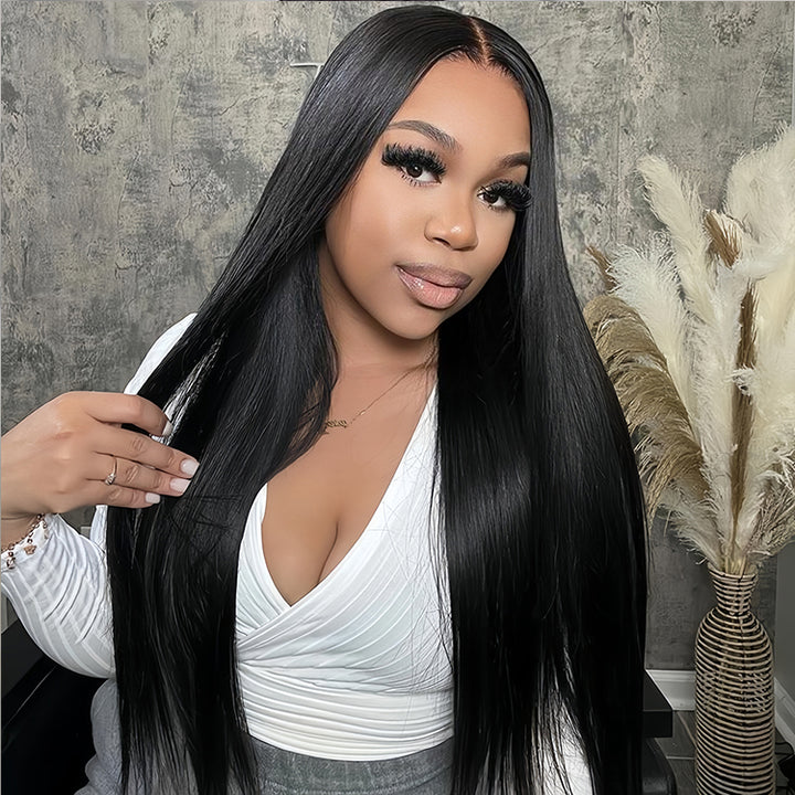 Straight Virgin Human hair 13X6 Transparent Lace Frontal Glueless wigs - URBAN CHIC HAIR