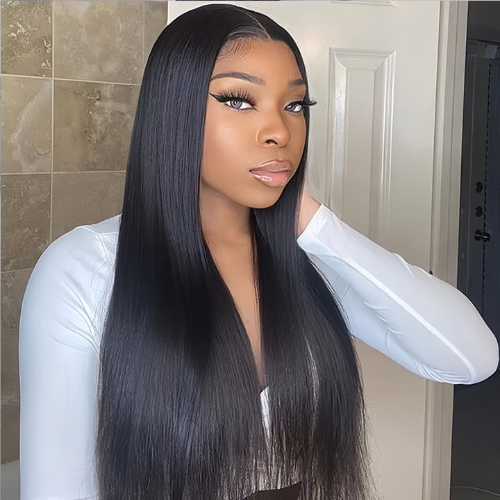 Straight Virgin Human hair 13X6 Transparent Lace Frontal Glueless wigs - URBAN CHIC HAIR