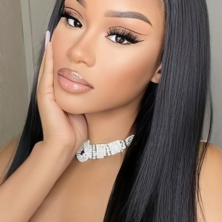 Straight Virgin Human hair 5x5 Transparent Lace Closure Glueless wigs - URBAN CHIC HAIR