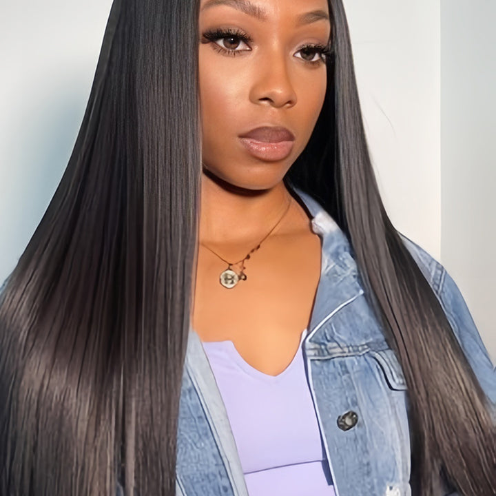 Straight Virgin Human hair 5x5 Transparent Lace Closure Glueless wigs - URBAN CHIC HAIR