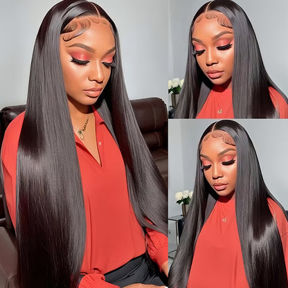 Straight Virgin Human hair 9x6 HD Lace Full Frontal Glueless wig