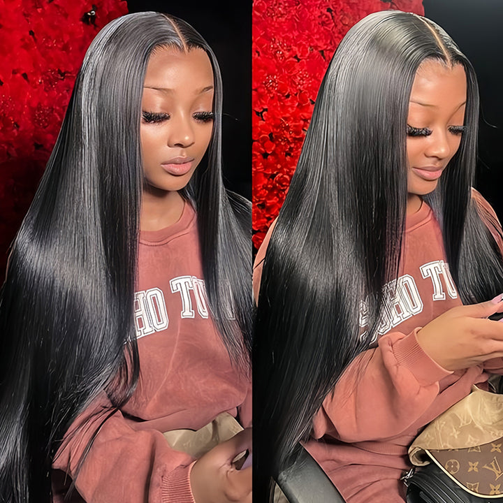 Straight Virgin Human hair 9X6 Transparent Lace Frontal Glueless wigs - URBAN CHIC HAIR