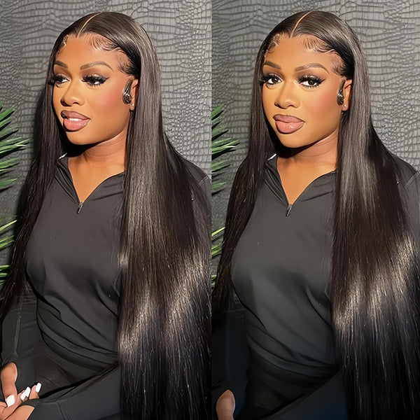 Straight Virgin Human hair 9X6 Transparent Lace Frontal Glueless wigs - URBAN CHIC HAIR