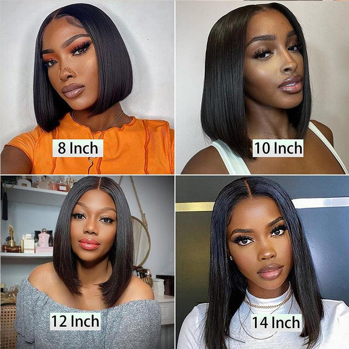 Natural Color Bob Straight Virgin Human hair 13x6 HD Lace Full Frontal Wigs - URBAN CHIC HAIR