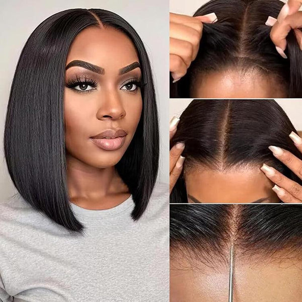 Natural Color Bob Straight Virgin Human hair 6x6 HD Lace Full Frontal Wigs - URBAN CHIC HAIR