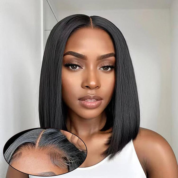 Natural Color Bob Straight Virgin Human hair 6x6 HD Lace Full Frontal Wigs - URBAN CHIC HAIR