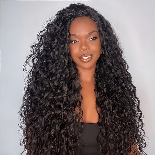 Water Wave  Human Hair 5x5 HD Lace Closure Glueless Wigs