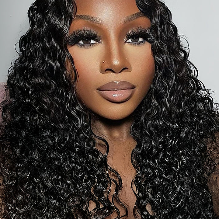 Water Wave  Human Hair 9x6 Transparent Lace Full Frontal Glueless Wigs - URBAN CHIC HAIR