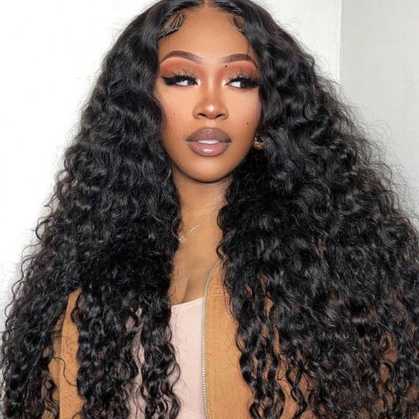 Water Wave  Human Hair 9x6 Transparent Lace Full Frontal Glueless Wigs - URBAN CHIC HAIR