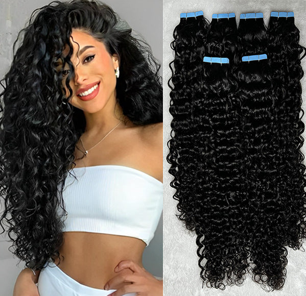 water wave Tape in Hair Extensions