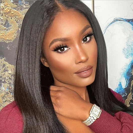 Yaki Virgin Human hair 5x5 Transparent Lace Closure Glueless Wigs