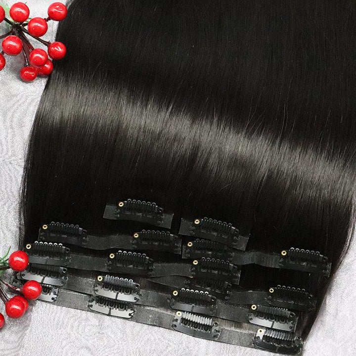 Seamless Clip in Hair Extension Straight Virgin Human Hair - URBAN CHIC HAIR