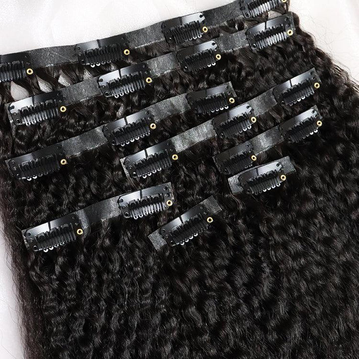 Seamless Clip in Hair Extension Kinky Straight Virgin Human Hair - URBAN CHIC HAIR